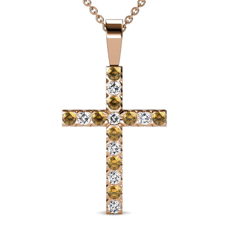 Aja Citrine and Diamond Cross Pendant 