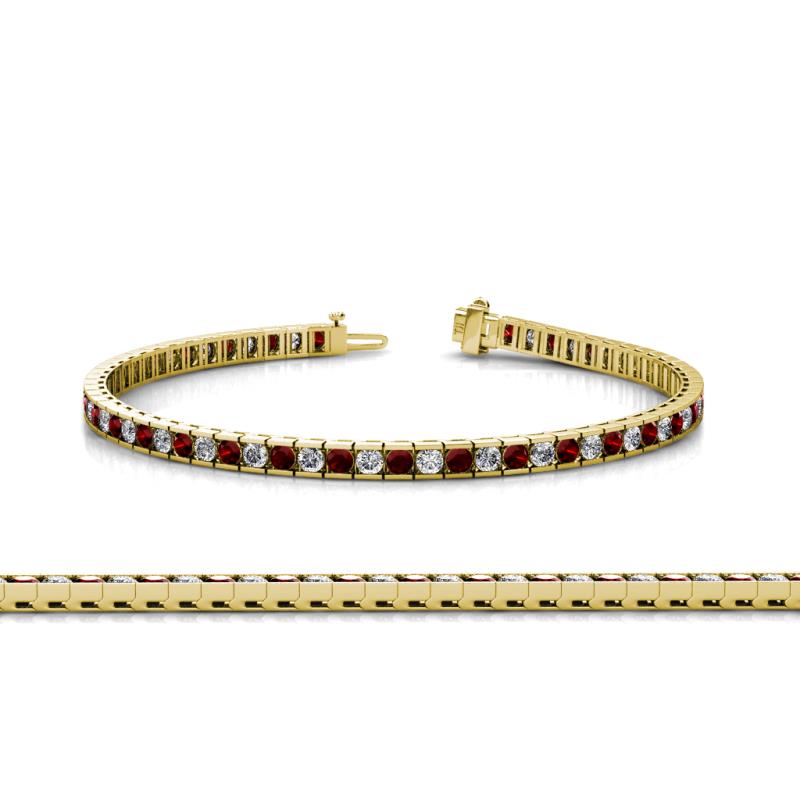 Abril 2.00 mm Red Garnet and Diamond Eternity Tennis Bracelet 