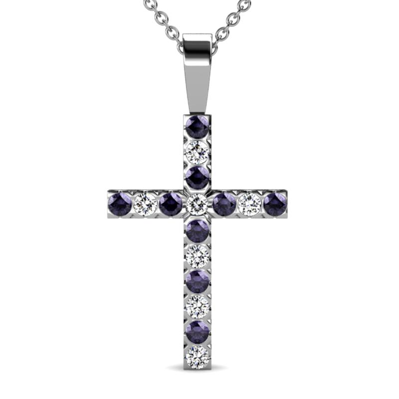 Aja Iolite and Diamond Cross Pendant 