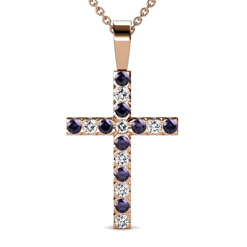 Aja Iolite and Diamond Cross Pendant 