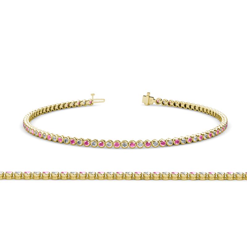Quon (2mm) Pink Sapphire and Diamond Tennis Bracelet 