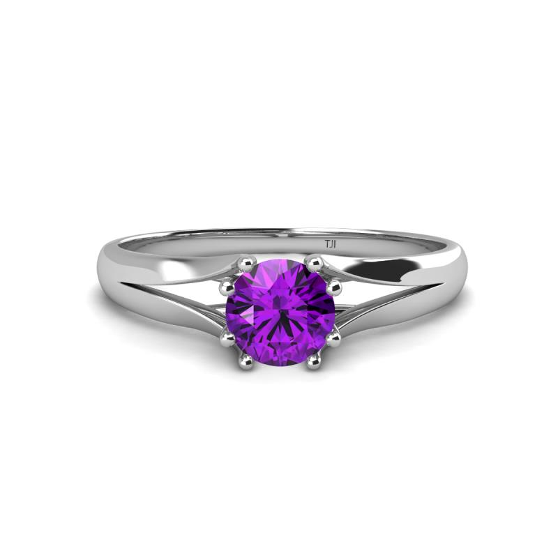 Flora 6.50 mm Round Amethyst Solitaire Engagement Ring 