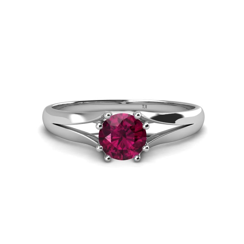 Flora 6.50 mm Round Rhodolite Garnet Solitaire Engagement Ring 