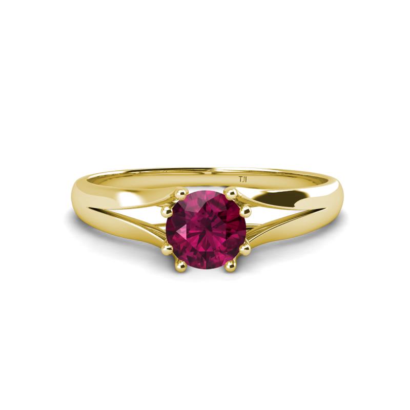 Flora 6.50 mm Round Rhodolite Garnet Solitaire Engagement Ring 