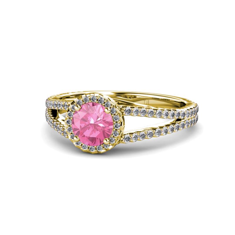 Aylin Pink Tourmaline and Diamond Halo Engagement Ring 