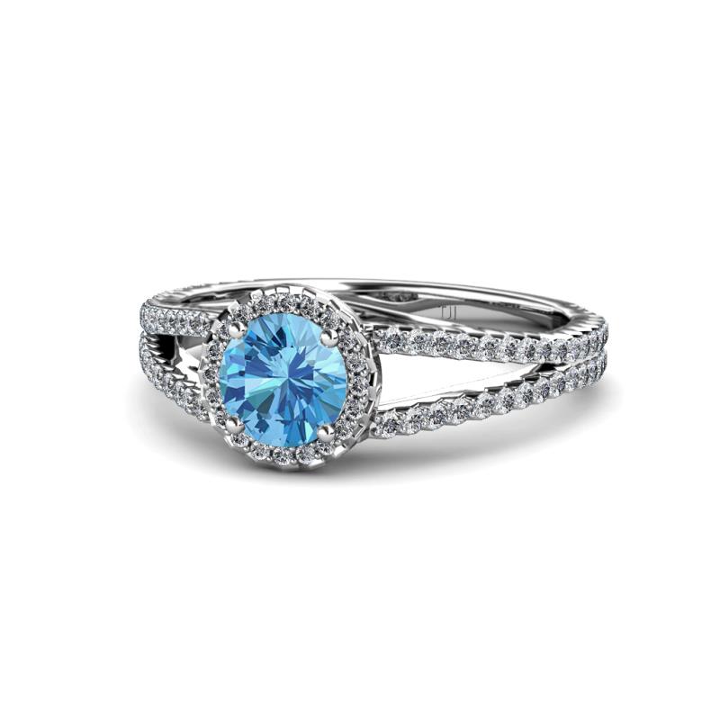 Aylin Blue Topaz and Diamond Halo Engagement Ring 