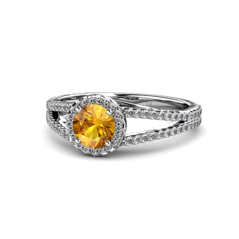 Aylin Citrine and Diamond Halo Engagement Ring 