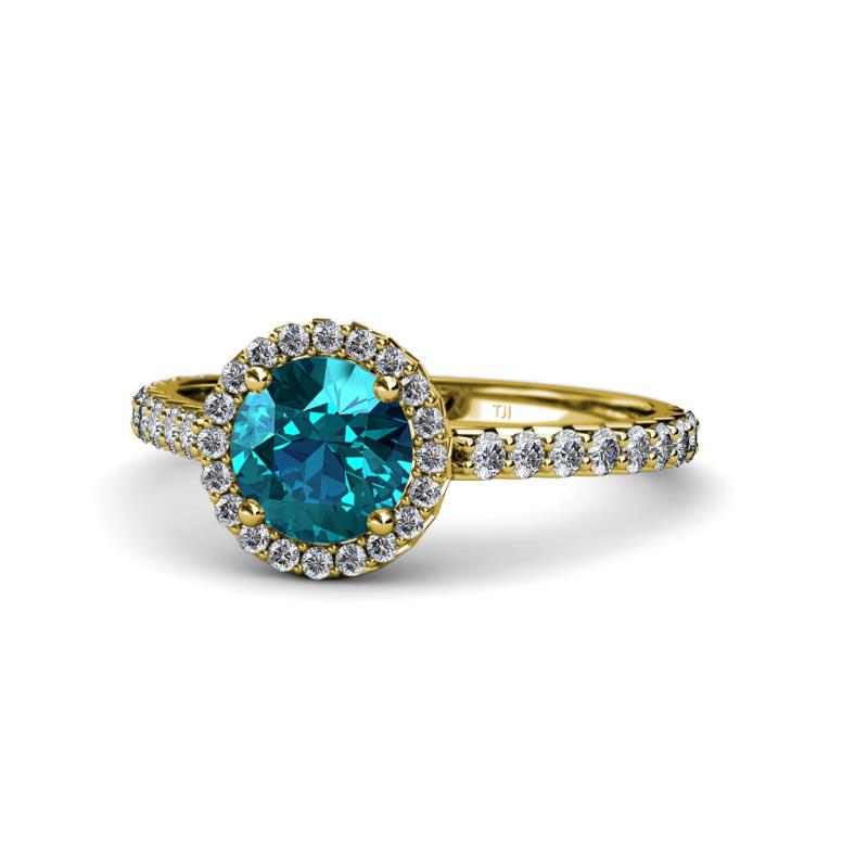 Abeni 1.33 ctw (6.50 mm) Round London Blue Topaz and Diamond Halo Engagement Ring   