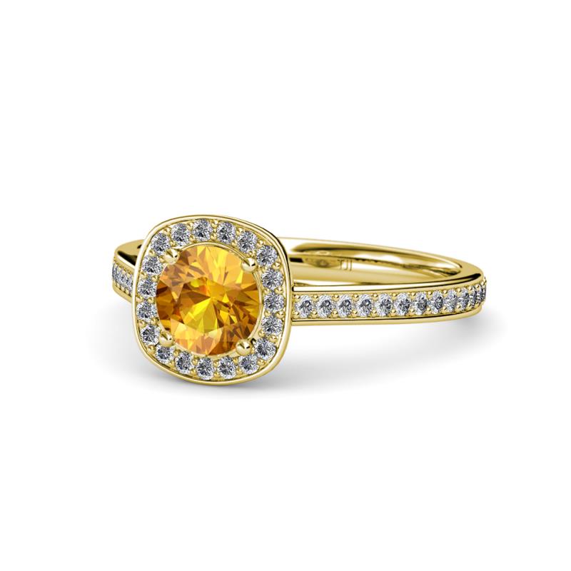 Hain Citrine and Diamond Halo Engagement Ring 