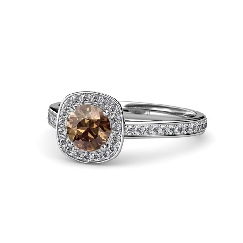 Hain Smoky Quartz and Diamond Halo Engagement Ring 