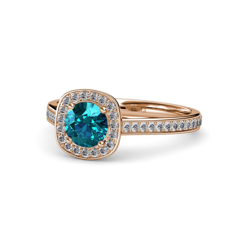 Hain London Blue Topaz and Diamond Halo Engagement Ring 