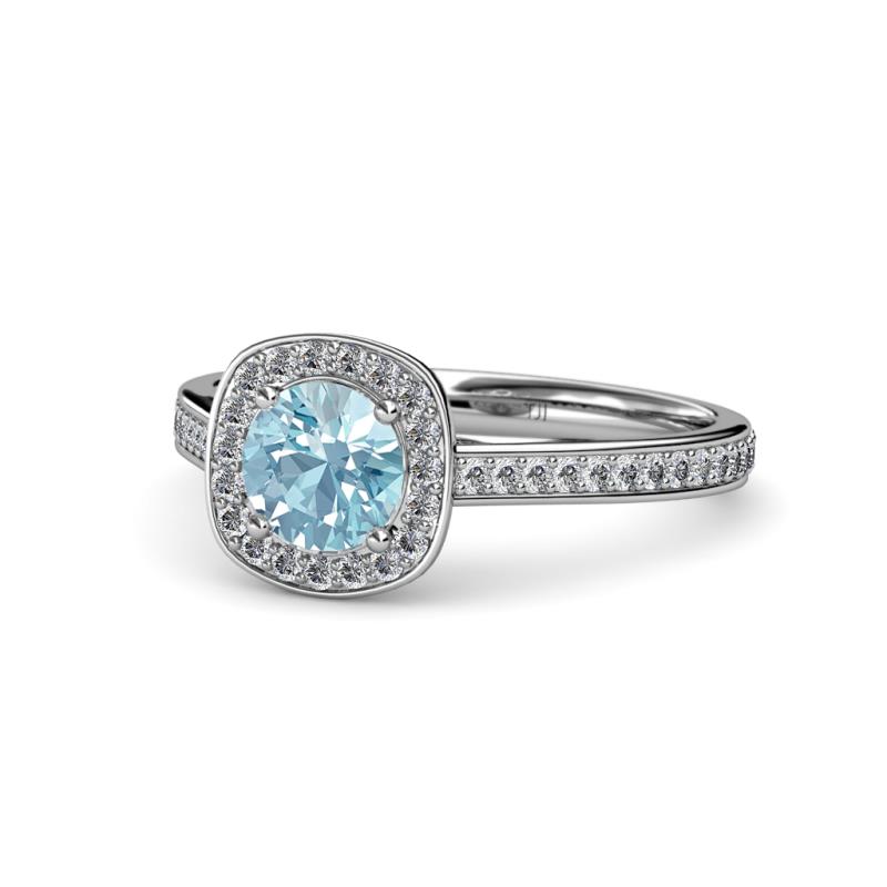 Hain Aquamarine and Diamond Halo Engagement Ring 
