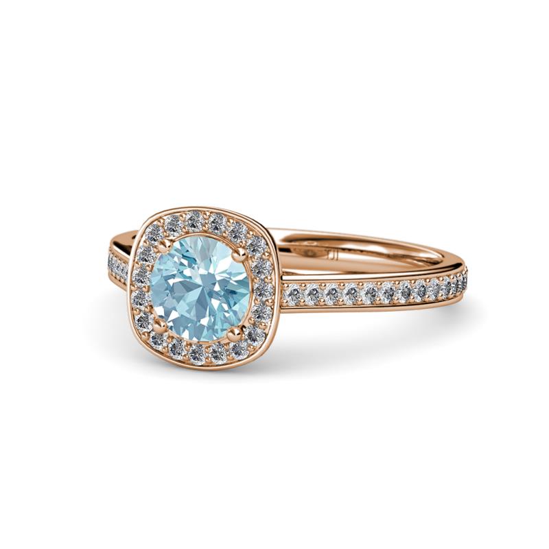 Hain Aquamarine and Diamond Halo Engagement Ring 