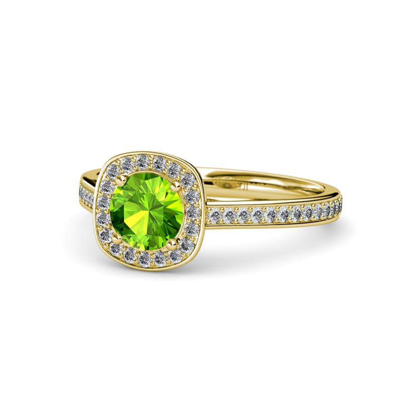 Hain Peridot and Diamond Halo Engagement Ring 