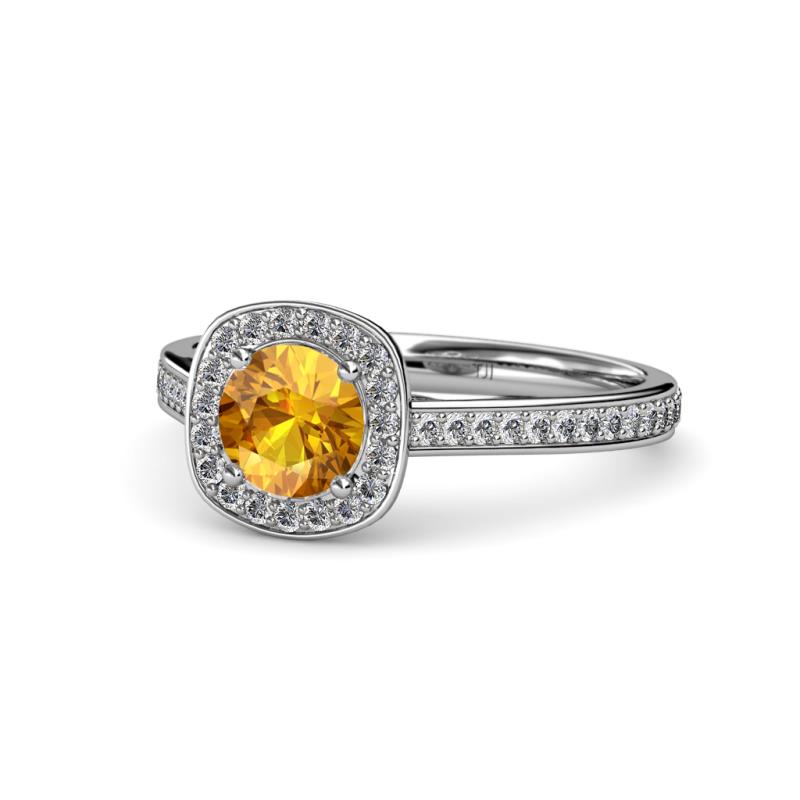 Hain Citrine and Diamond Halo Engagement Ring 
