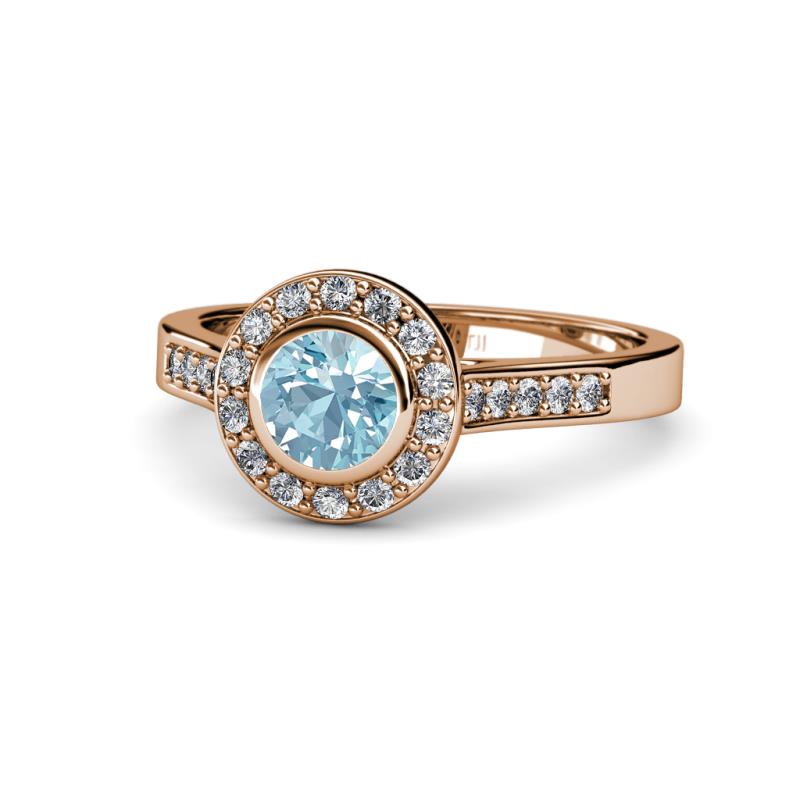Ara Aquamarine and Diamond Halo Engagement Ring 