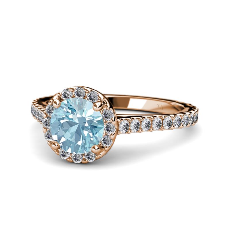 Miah Aquamarine and Diamond Halo Engagement Ring 