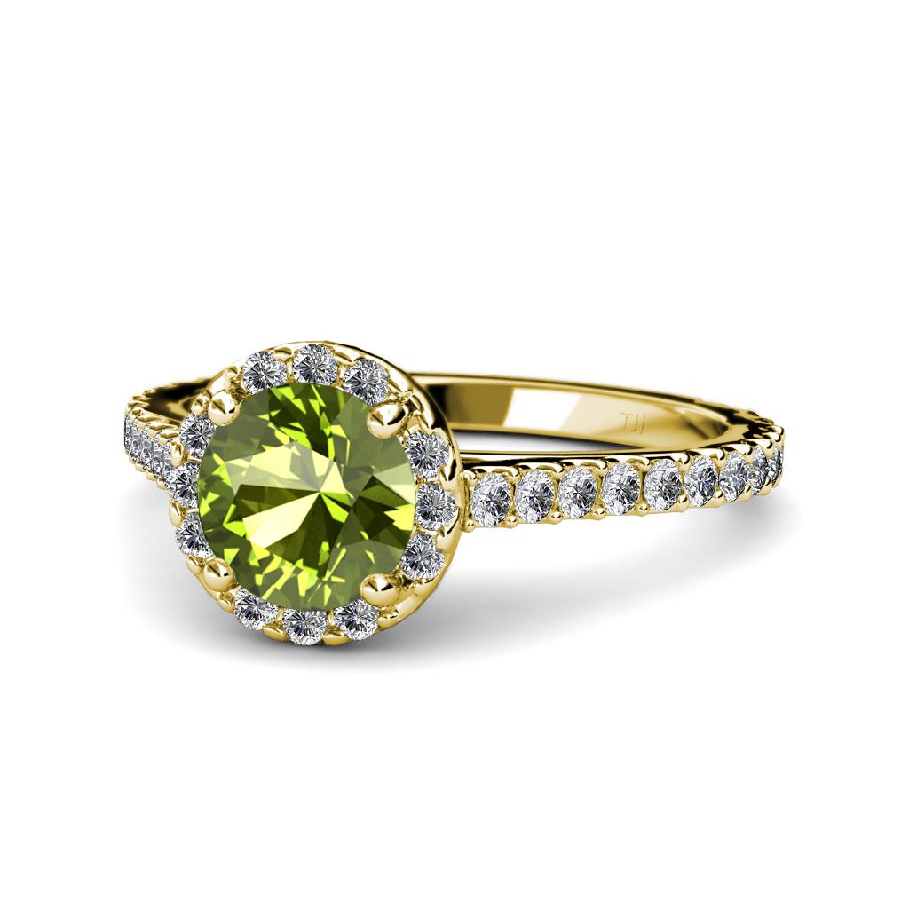 Miah Peridot and Diamond Halo Engagement Ring 