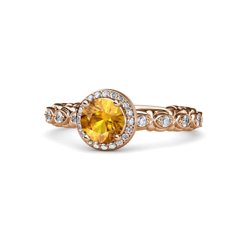 Riona Signature Citrine and Diamond Halo Engagement Ring 