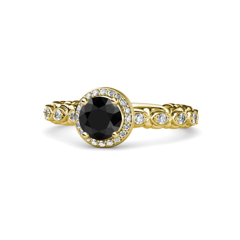 Riona Signature Black and White Diamond Halo Engagement Ring 