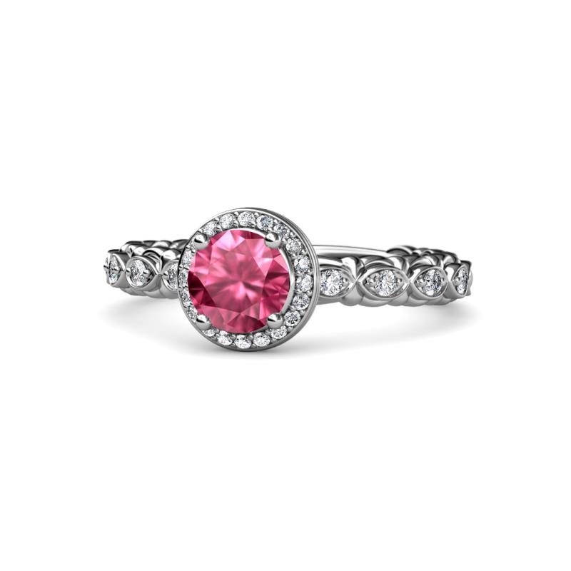 Riona Signature Pink Tourmaline and Diamond Halo Engagement Ring 