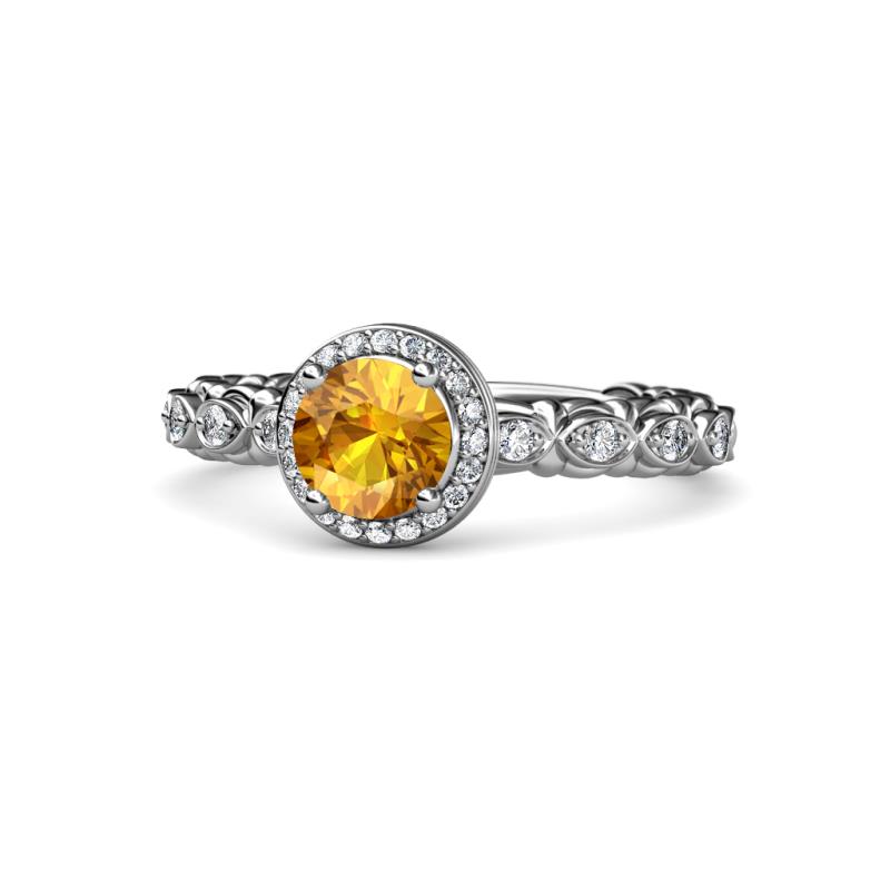 Riona Signature Citrine and Diamond Halo Engagement Ring 