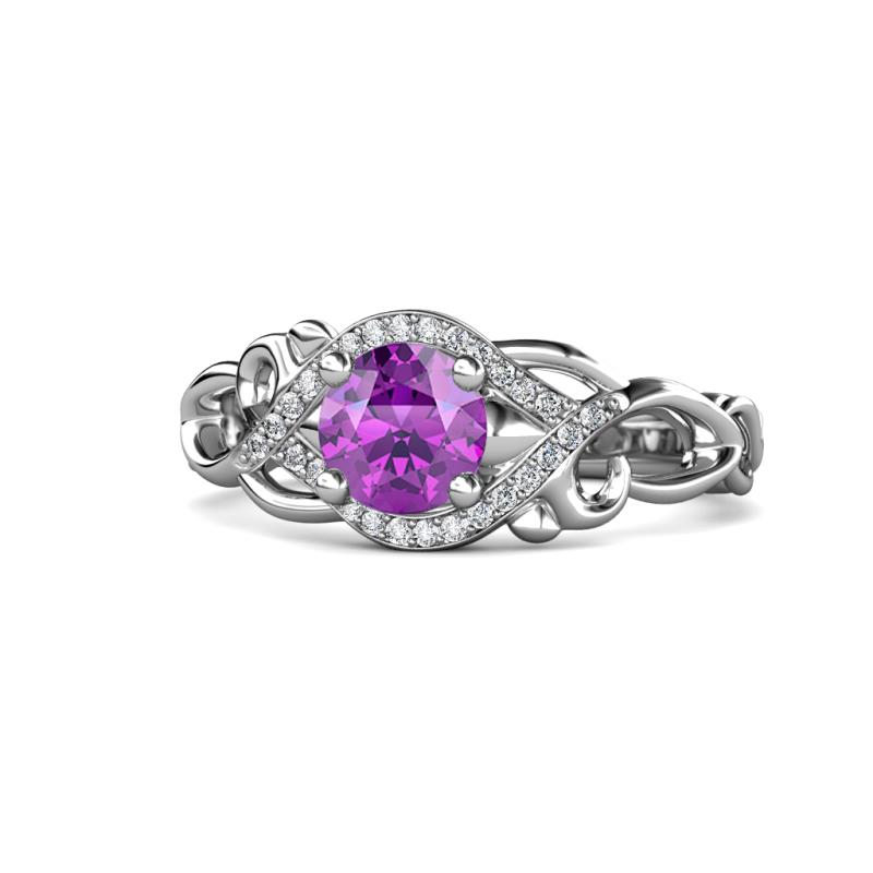 Fineena Signature Amethyst and Diamond Engagement Ring 
