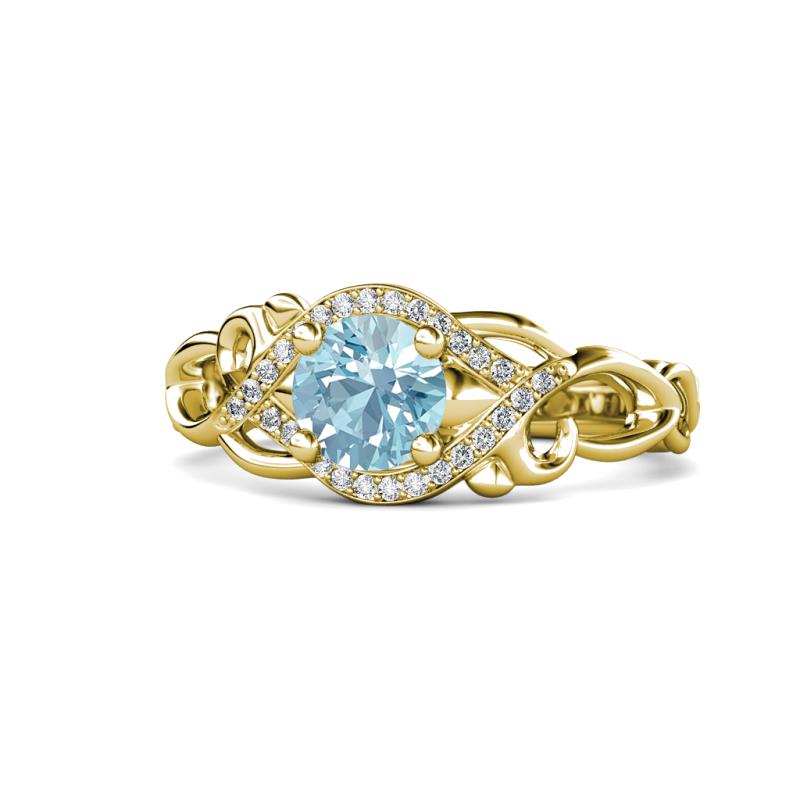 Fineena Signature Aquamarine and Diamond Engagement Ring 