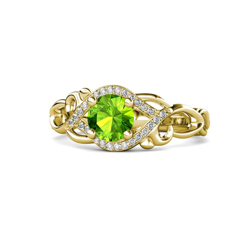 Fineena Signature Peridot and Diamond Engagement Ring 