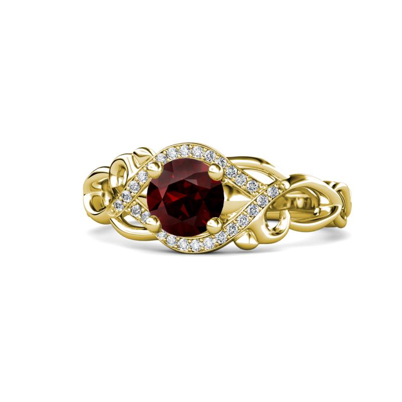 Fineena Signature Red Garnet and Diamond Engagement Ring 