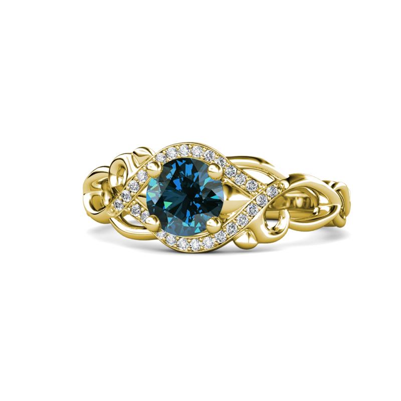 Fineena Signature Blue and White Diamond Engagement Ring 