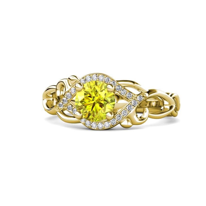 Fineena Signature Yellow and White Diamond Engagement Ring 