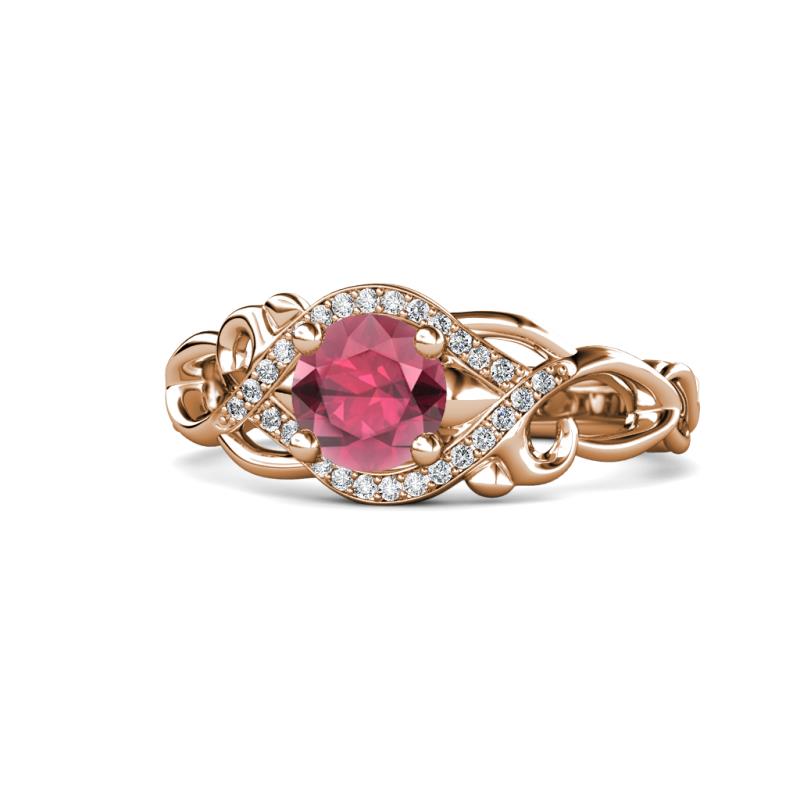 Fineena Signature Rhodolite Garnet and Diamond Engagement Ring 