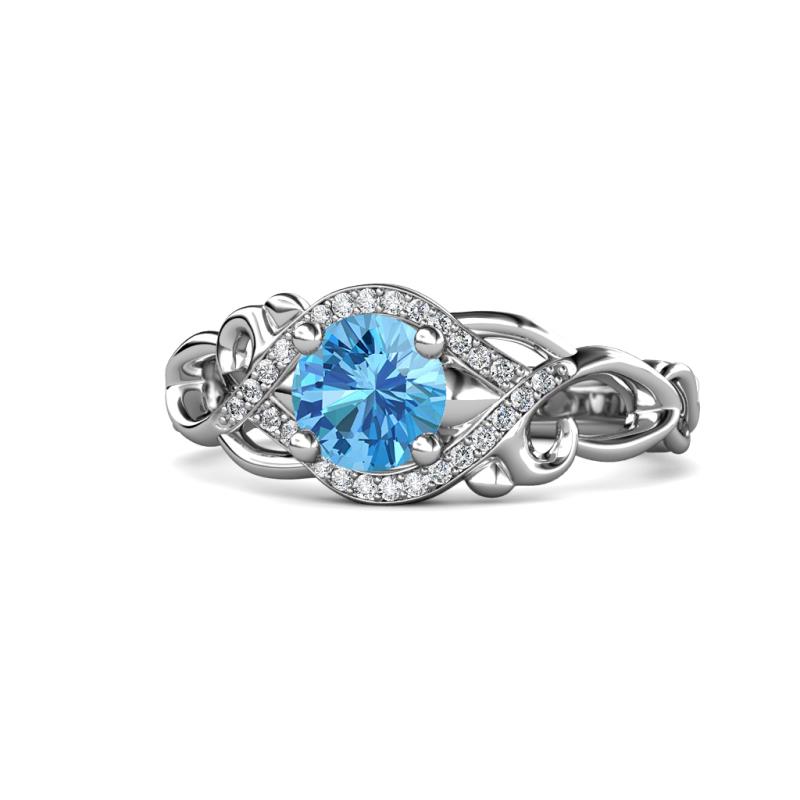 Fineena Signature Blue Topaz and Diamond Engagement Ring 