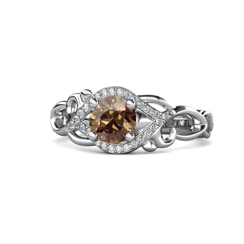 Fineena Signature Smoky Quartz and Diamond Engagement Ring 