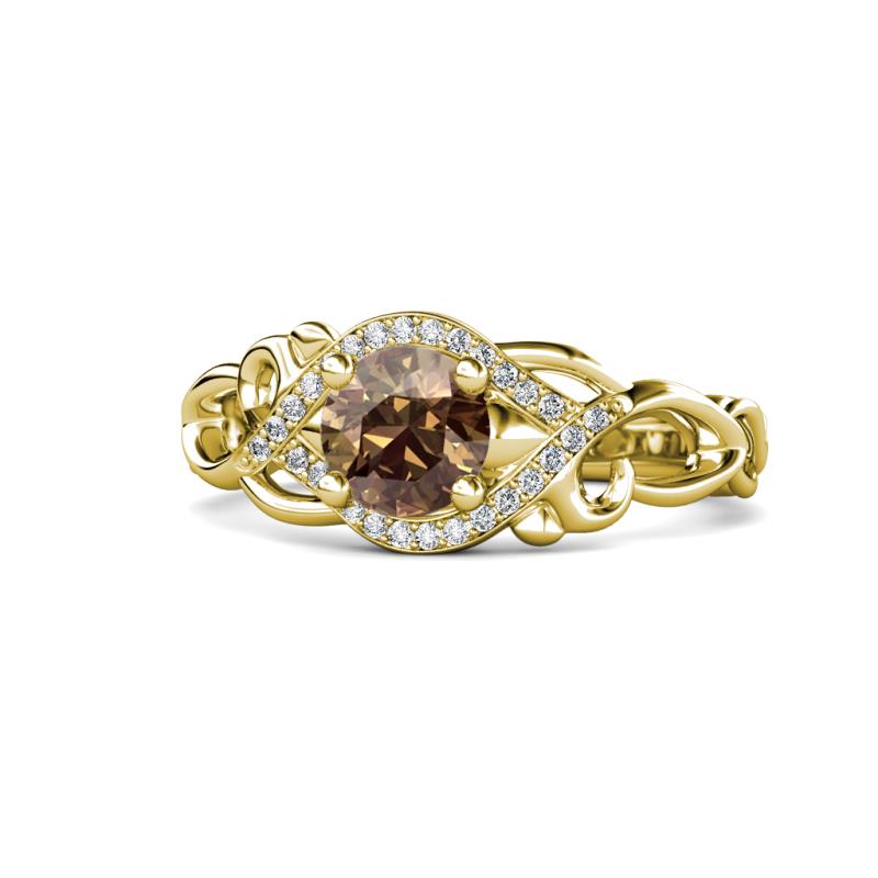 Fineena Signature Smoky Quartz and Diamond Engagement Ring 