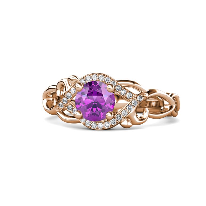 Fineena Signature Amethyst and Diamond Engagement Ring 