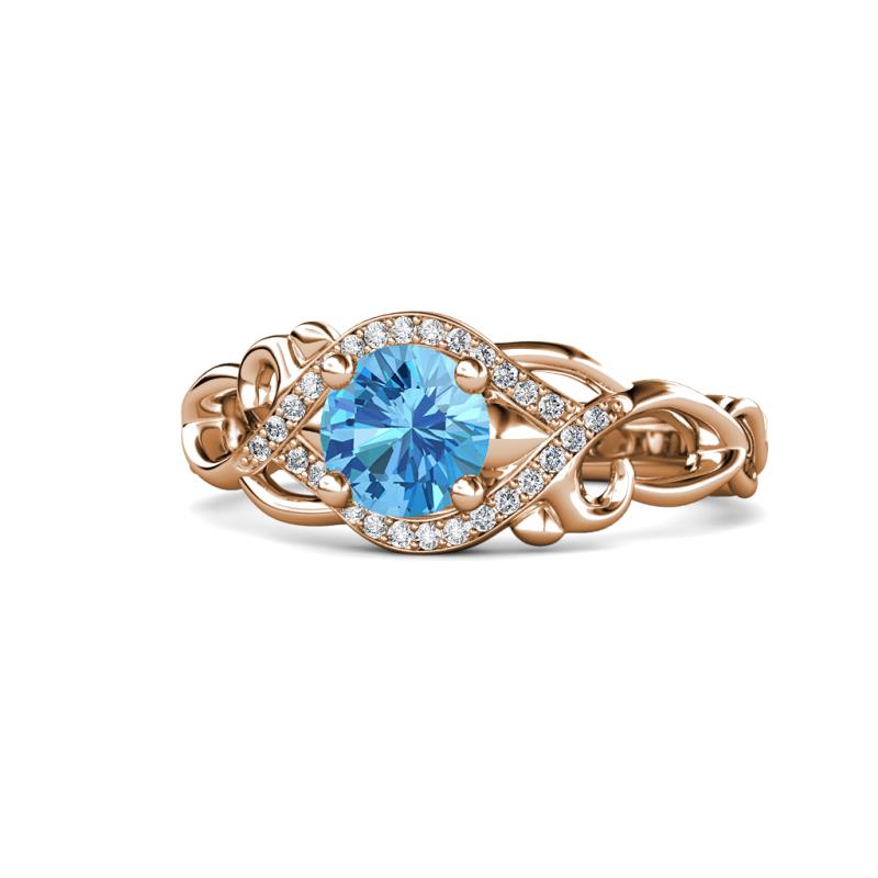 Fineena Signature Blue Topaz and Diamond Engagement Ring 