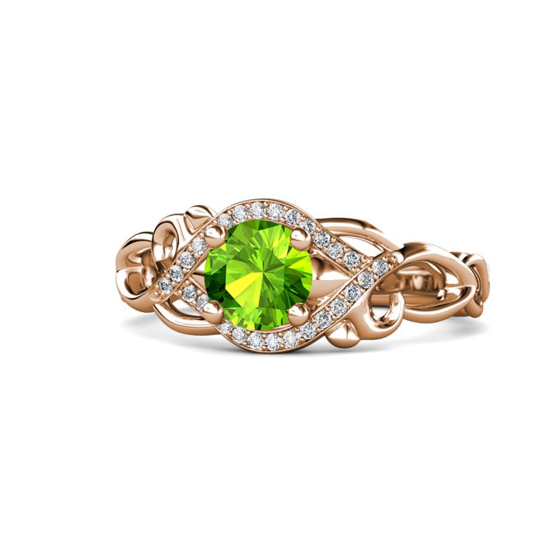 Fineena Signature Peridot and Diamond Engagement Ring 