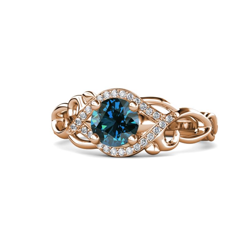 Fineena Signature Blue and White Diamond Engagement Ring 