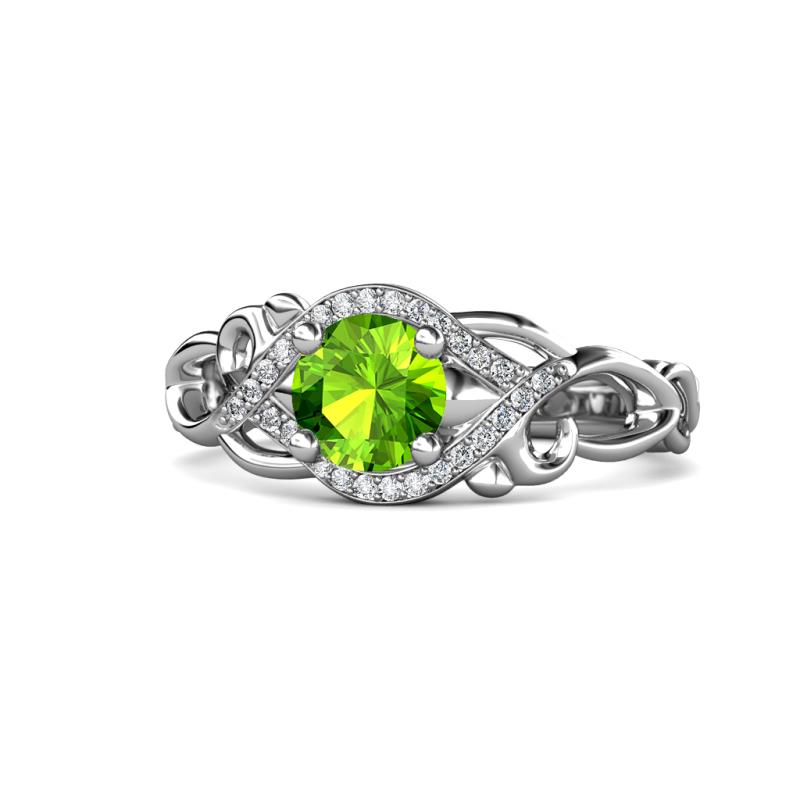 Fineena Signature Peridot and Diamond Engagement Ring 