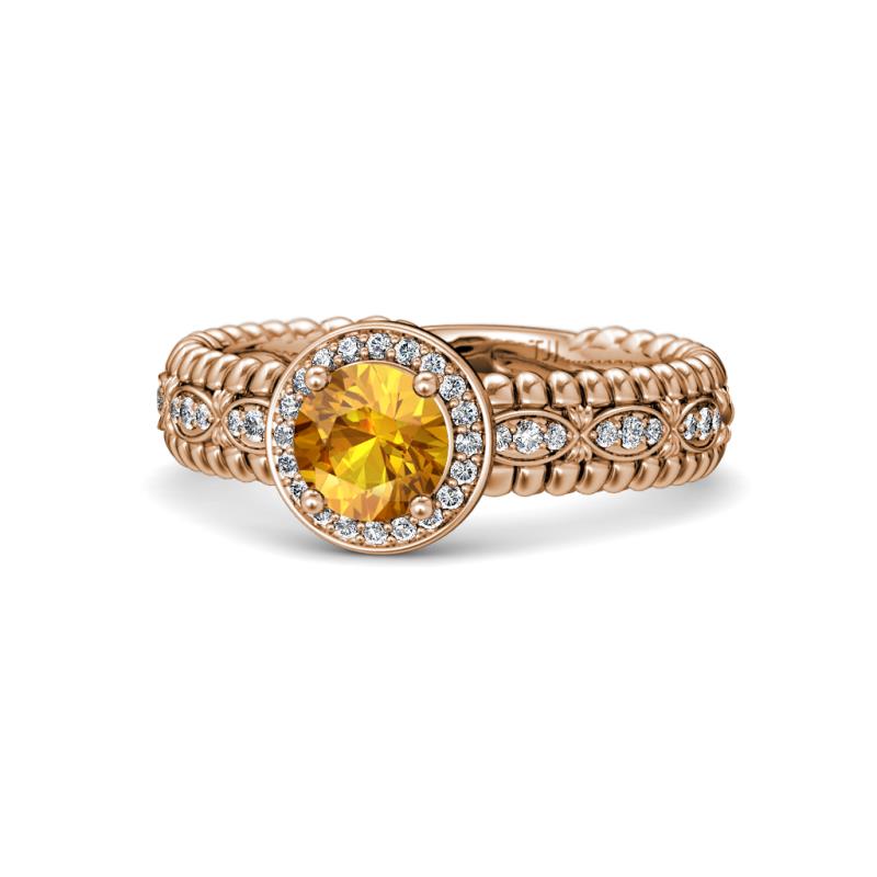Cera Signature Citrine and Diamond Halo Engagement Ring 
