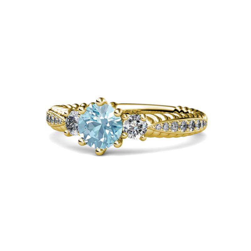 Lucine Signature Three Stone with Side Diamond Engagement Ring 