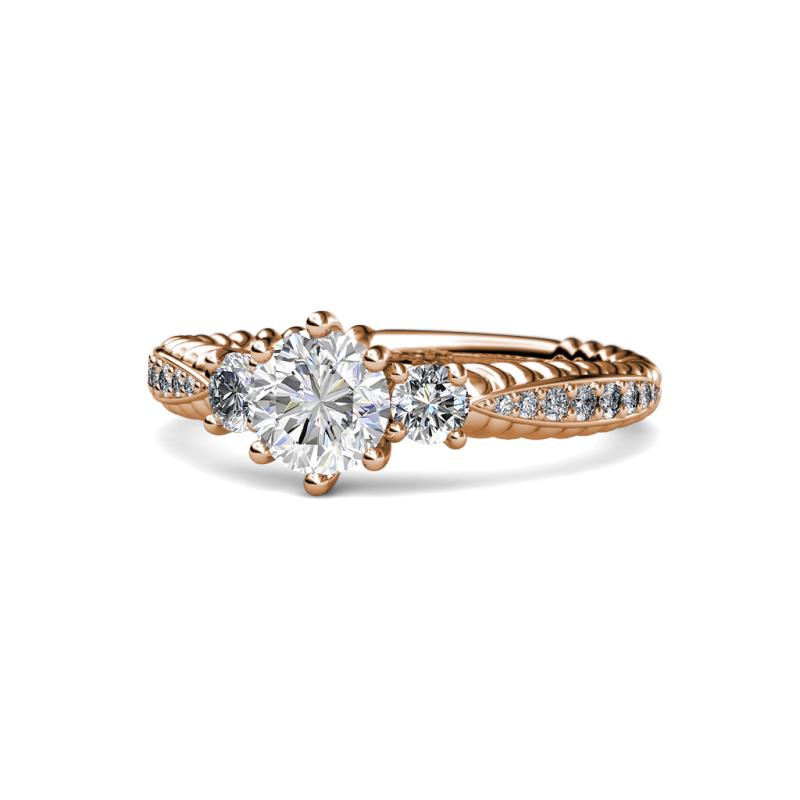 Lucine Signature Three Stone with Side Diamond Engagement Ring 