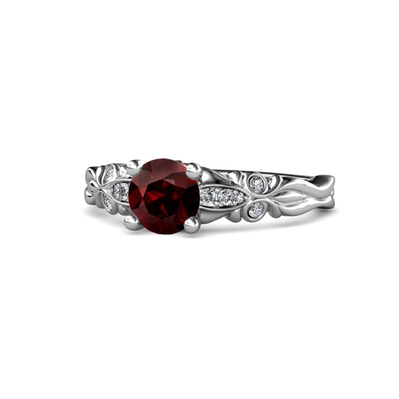 Carina Signature Red Garnet and Diamond Engagement Ring 