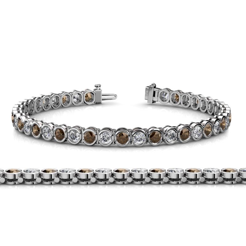 Tiara 3.50 mm Smoky Quartz and Diamond Eternity Tennis Bracelet 