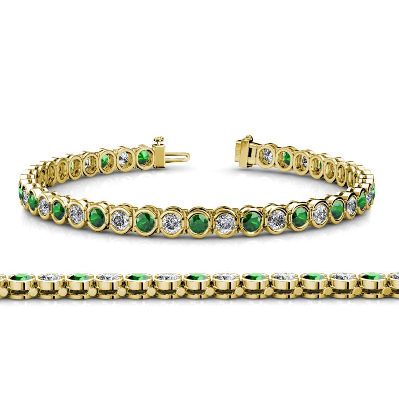 Tiara 3.80 mm Emerald and Diamond Eternity Tennis Bracelet 