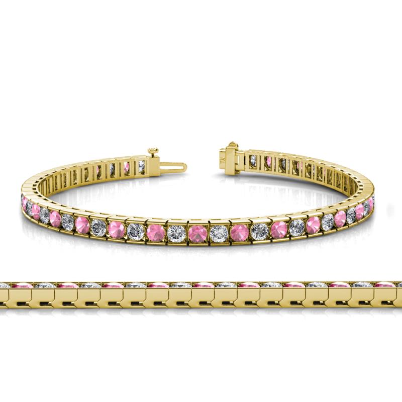 Abril 3.10 mm Pink Tourmaline and Diamond Eternity Tennis Bracelet 