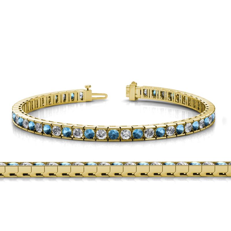 Abril 3.10 mm Blue Topaz and Diamond Eternity Tennis Bracelet 