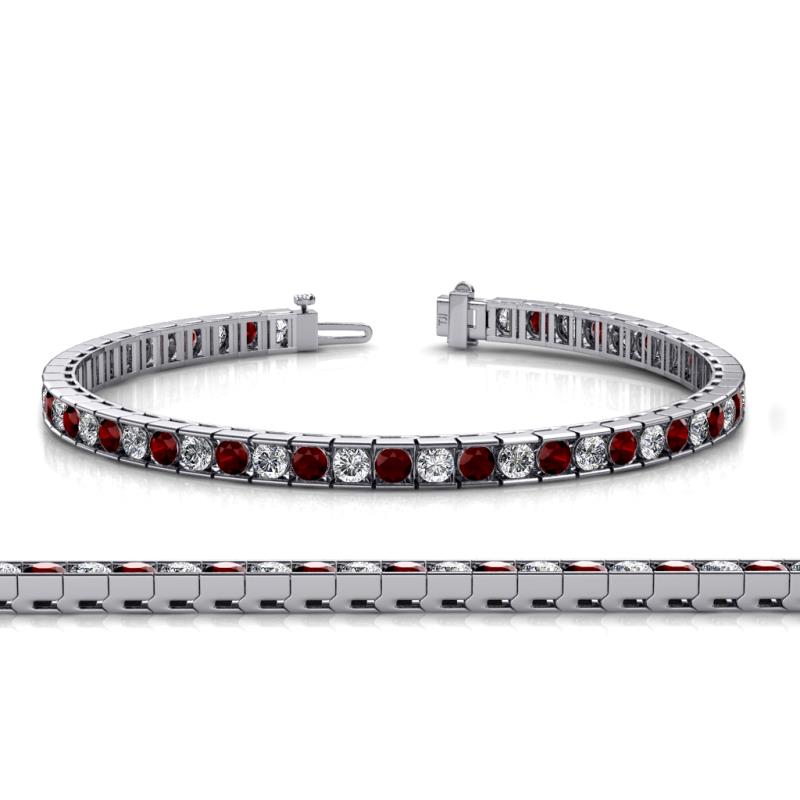 Abril 3.10 mm Red Garnet and Diamond Eternity Tennis Bracelet 